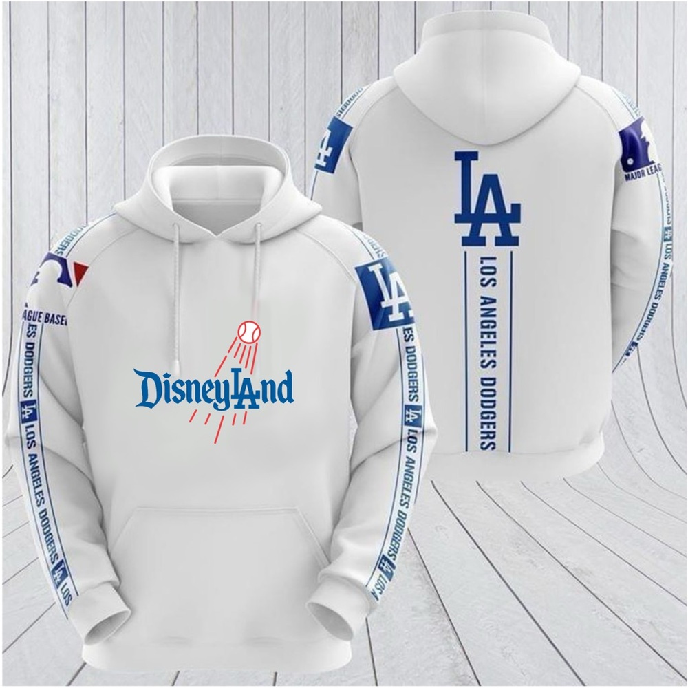 White and Blue Disneyland LA Dodgers Hoodie